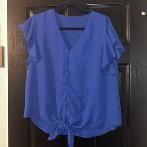 Blue Tie Front Blouse Size Large